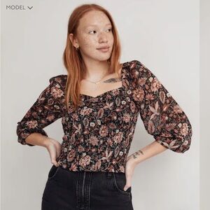 Madewell Lucie Smocked Top in Floral